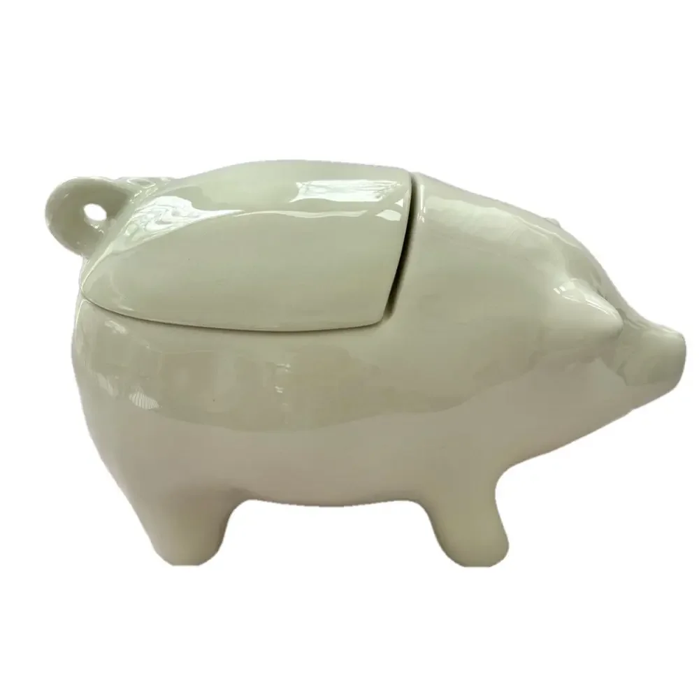 Rae Dunn Artisan Magenta Pig OINK Canister Cookie Jar White
